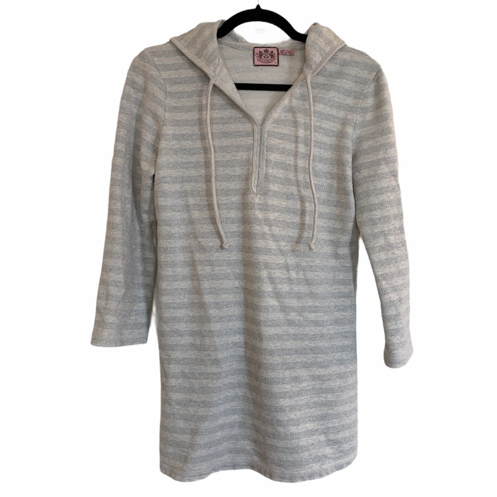 Juicy Couture Hooded Tunic Sweatshirt - Gray M